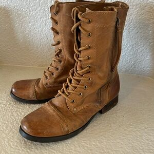 Aldo Tan Distressed Western Style Mid Calf Combat Boots Size 7